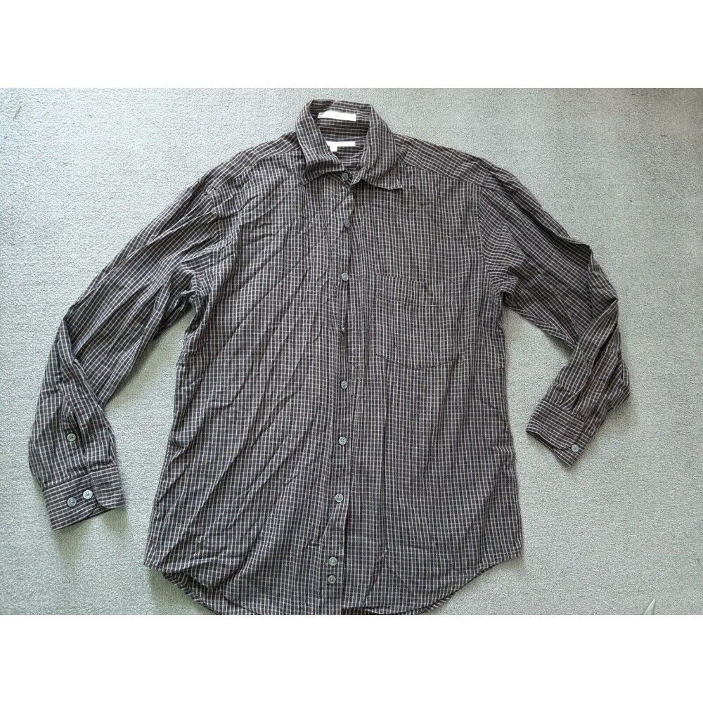 Perry Ellis Mens Portfolio Long Sleeve Button Up Shirt Medium M Brown